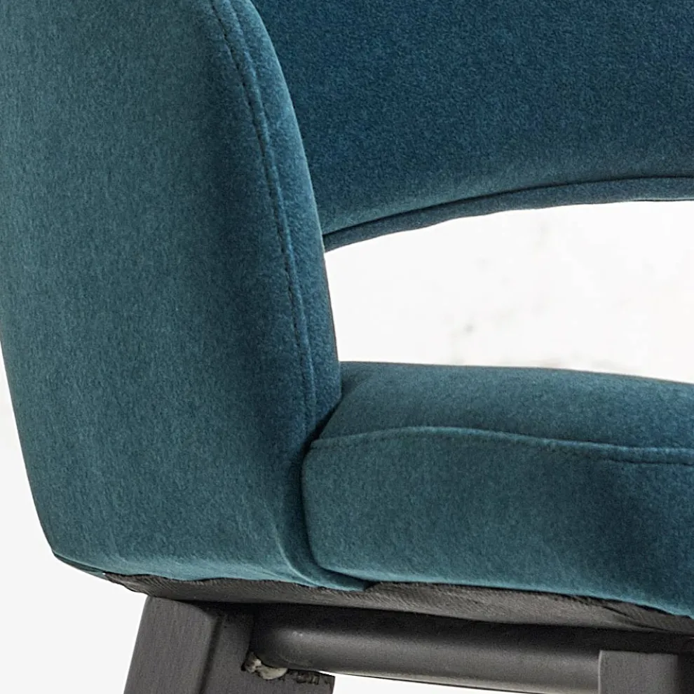 Esszimmerstuhl aus Holz mit flaschengrünem Samtsitz Made in Italy - Eddard