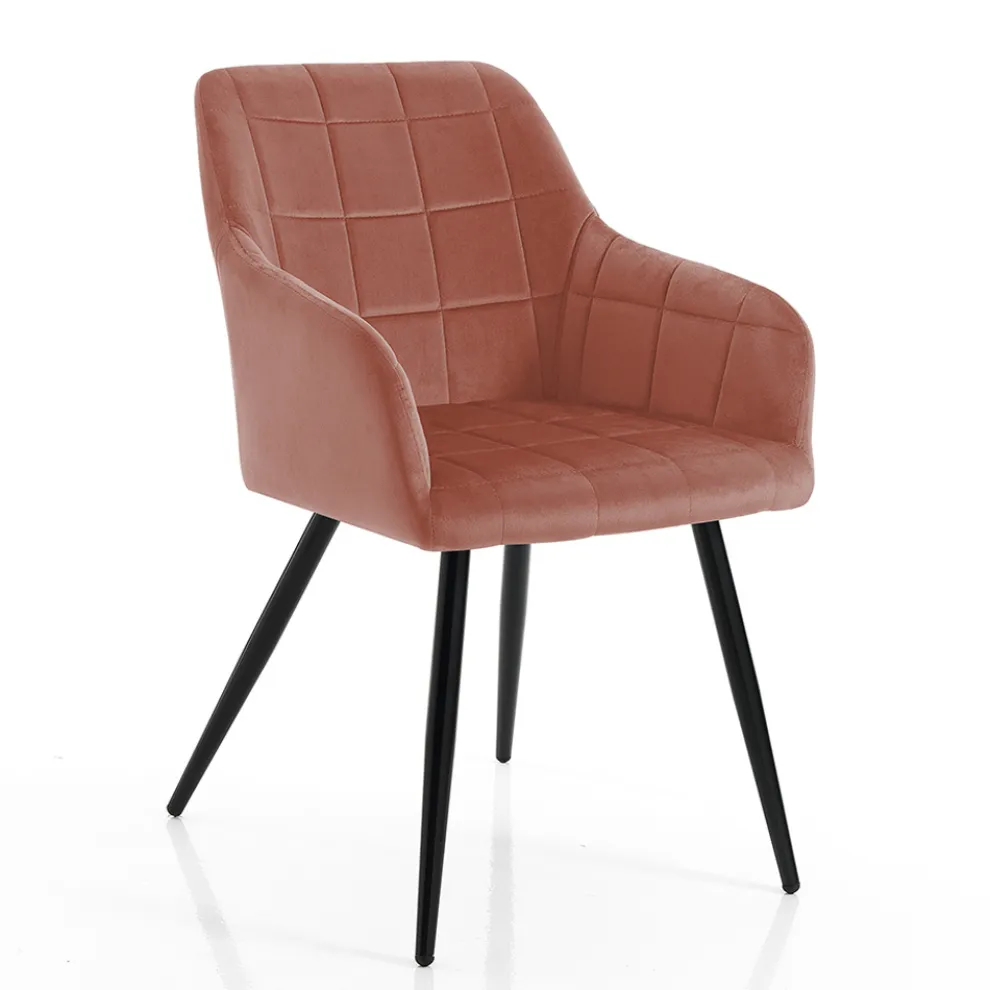 Esszimmerstuhl aus Stoff und Metall in Puderrosa 2-teilig - Gameta