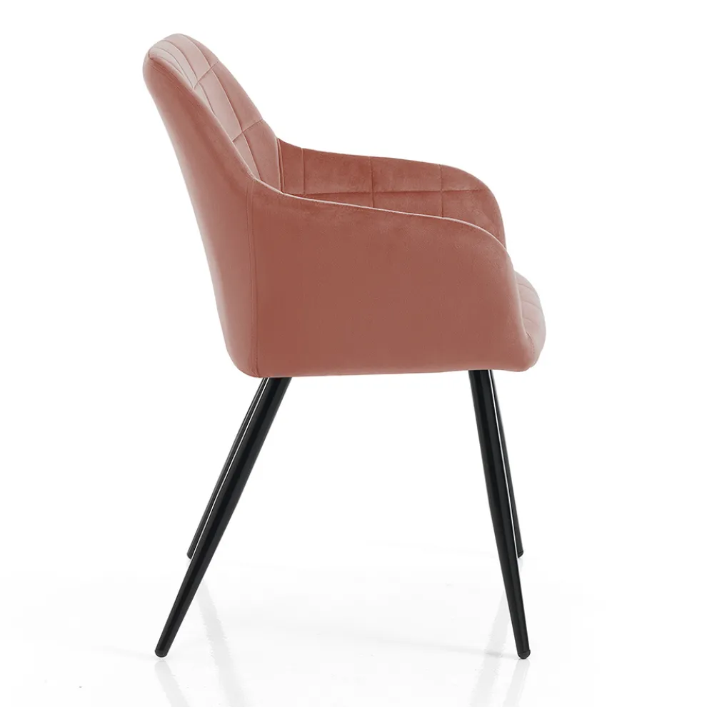 Esszimmerstuhl aus Stoff und Metall in Puderrosa 2-teilig - Gameta