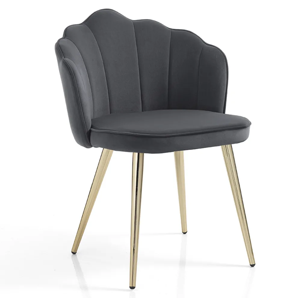 Esszimmerstuhl aus Stoff und Metall Gold Finish 4 Stück - Refined