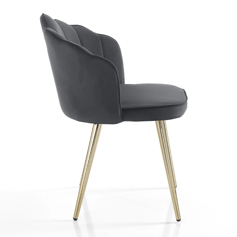 Esszimmerstuhl aus Stoff und Metall Gold Finish 4 Stück - Refined