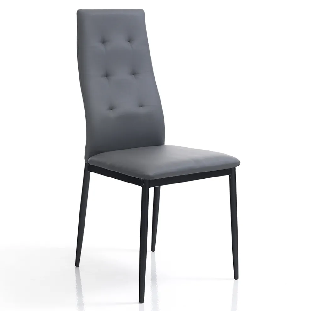 Esszimmerstuhl aus Leder und lackiertem Metall 4-teilig - Gunter