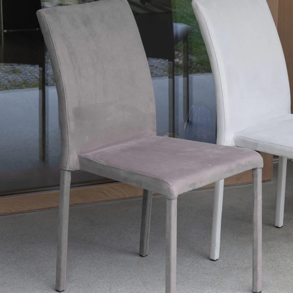 Esszimmerstuhl aus Metall mit farbigem Econabuk bezogen, 4 Stück - Anita