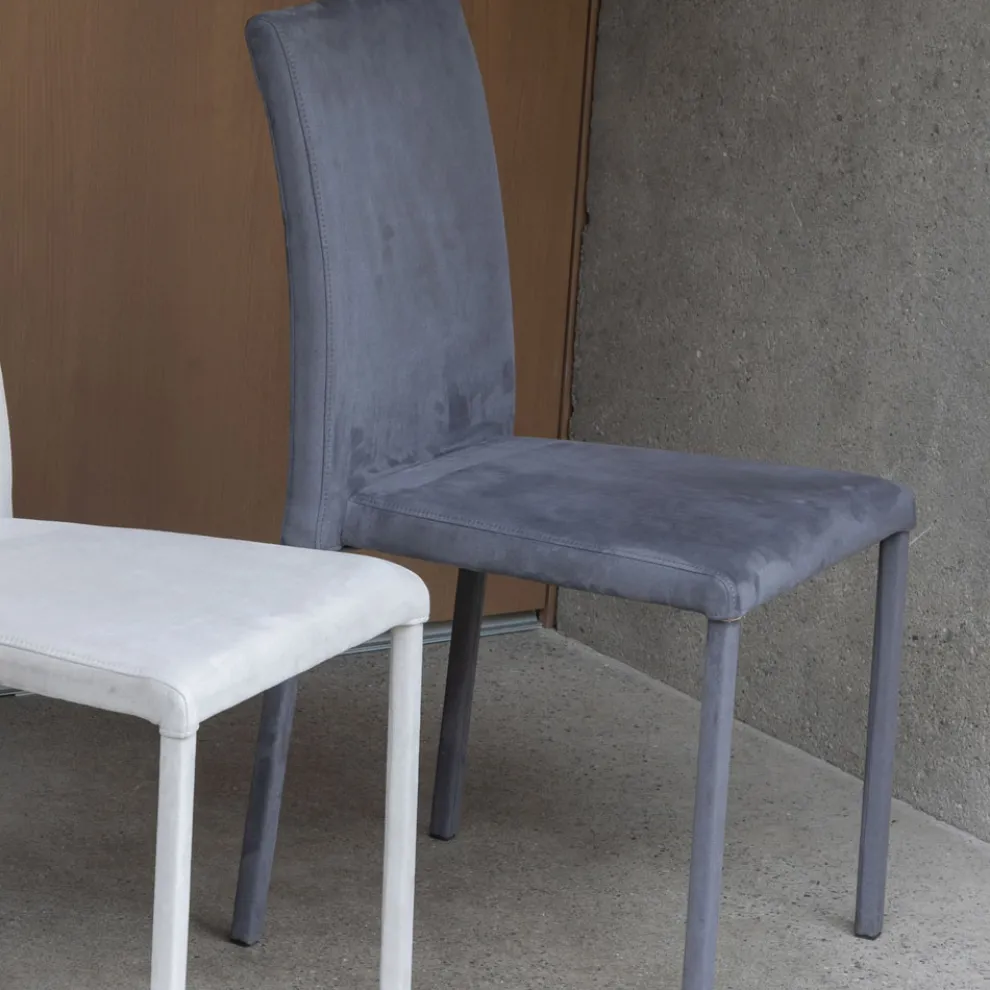 Esszimmerstuhl aus Metall mit farbigem Econabuk bezogen, 4 Stück - Anita