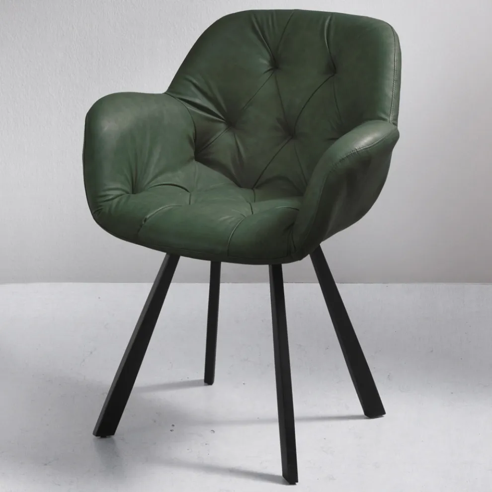 Esszimmerstuhl aus Kunstleder Metallstruktur 2 Stück - Delpiero