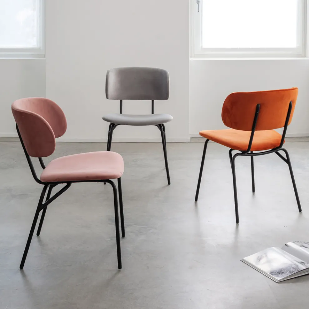 Esszimmerstuhl aus Metall und schmutzabweisendem Samt, 2 Stück - Valnerina