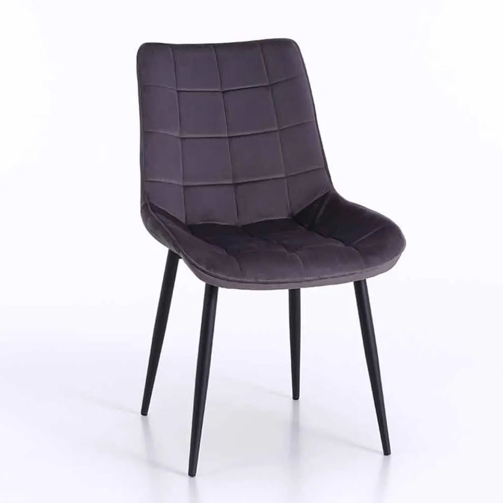 Esszimmerstuhl aus Metall mit gepolstertem und bezogenem Sitz, 4 Stück - Cronos