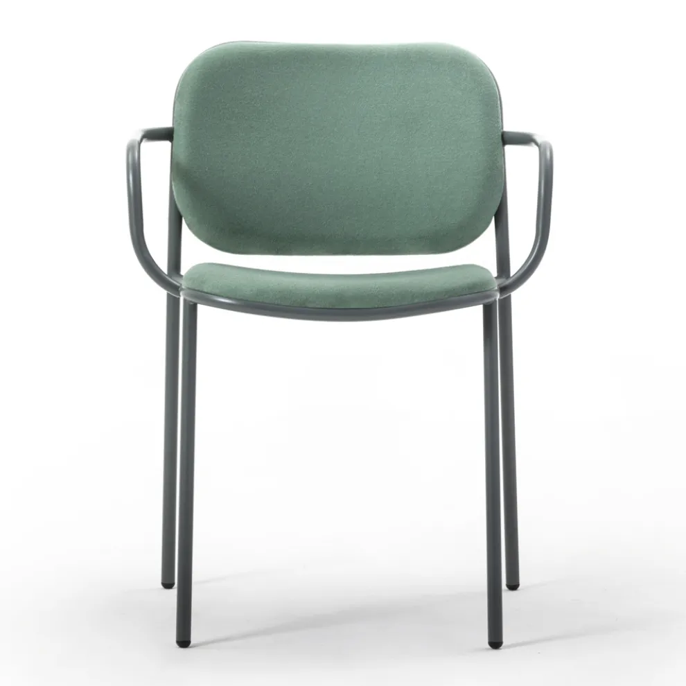 Esszimmerstuhl aus Stoff und Metall Made in Italy 2 Stück - Sangria