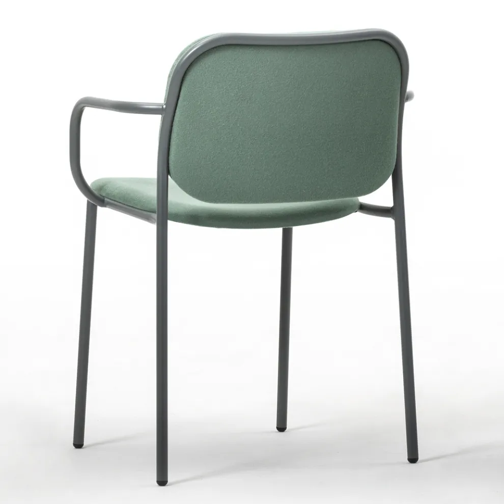 Esszimmerstuhl aus Stoff und Metall Made in Italy 2 Stück - Sangria