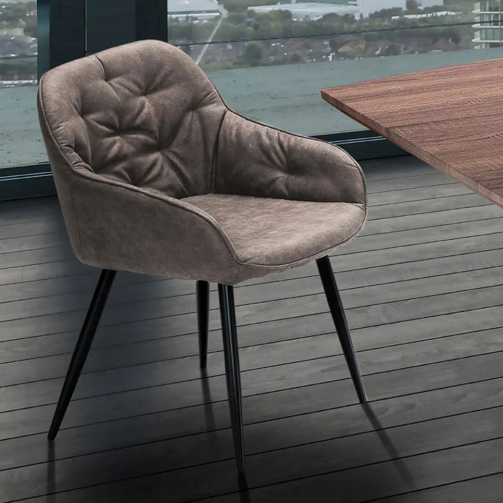 Esszimmerstuhl aus Leder in Antikoptik 2-teilig - Garbina