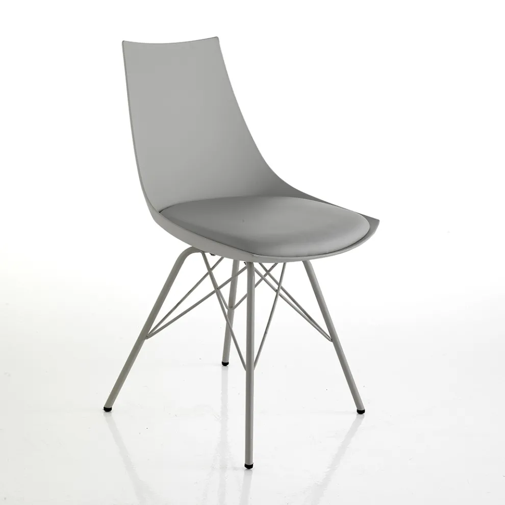 Esszimmerstuhl aus Leder, Polypropylen und Metall 2 Stück - Renella