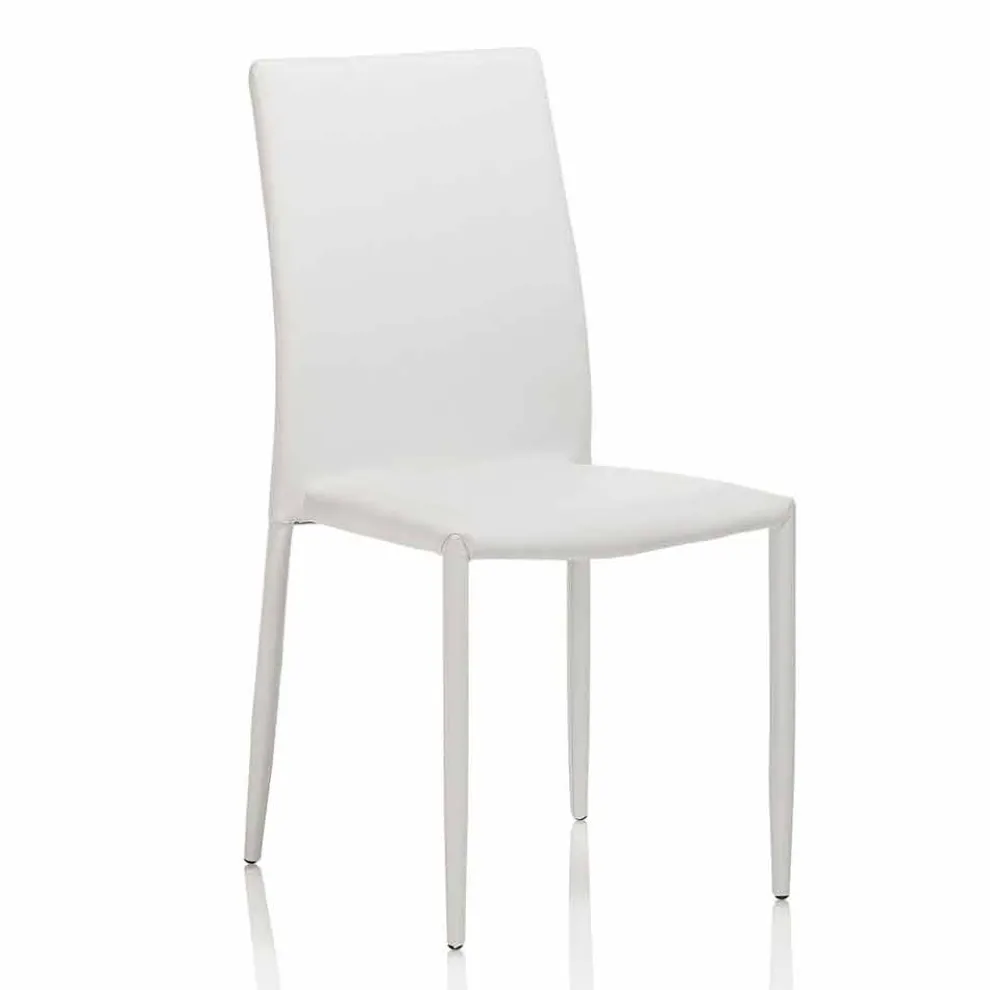 Esszimmerstuhl aus Kunstleder mit Metallstruktur, 4 Stück - Giola