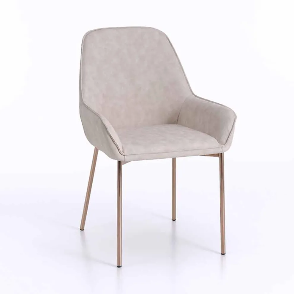 Esszimmerstuhl aus Melange Kunstleder und Metall, 4 Stück - Cracco