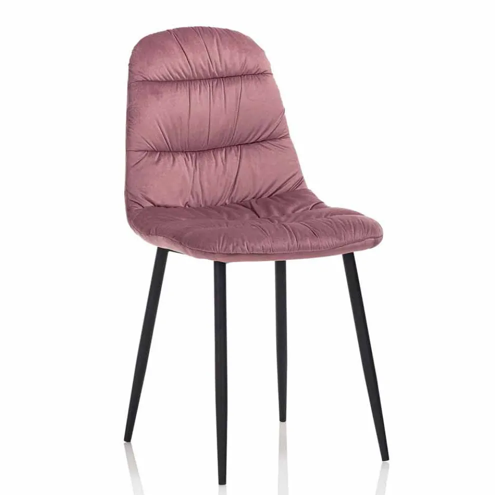 Esszimmerstuhl in Pink, Grau oder Aquamarin Samt, 4 Stück - Ciga