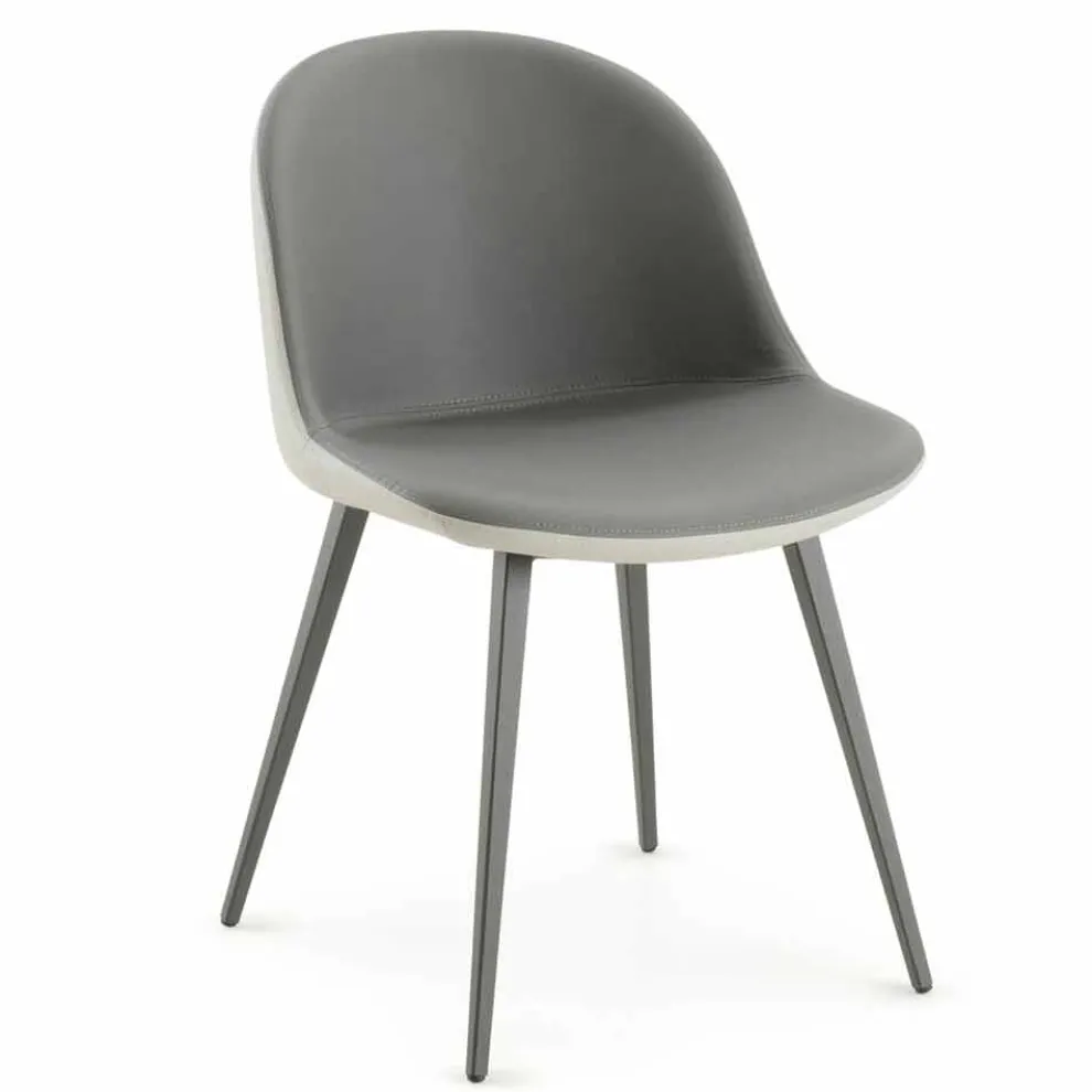 Esszimmerstuhl mit Ecoleather Sitz Made in Italy, 2 Stück - Nobelio