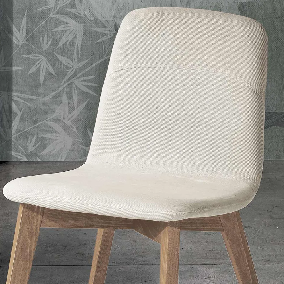 Esszimmerstuhl mit Stoffsitz und Eschenstruktur - Aisha