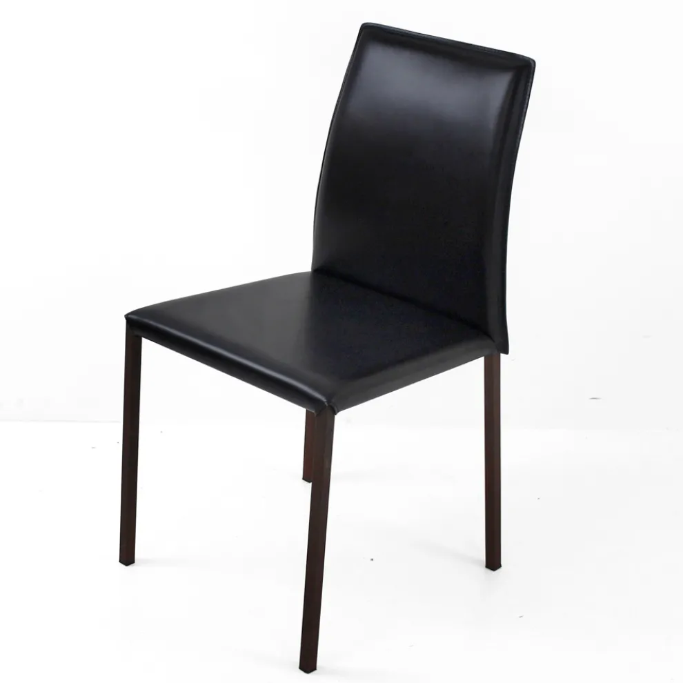 Esszimmerstuhl mit Cortenstruktur und Ledersitz Made in Italy - Orietta