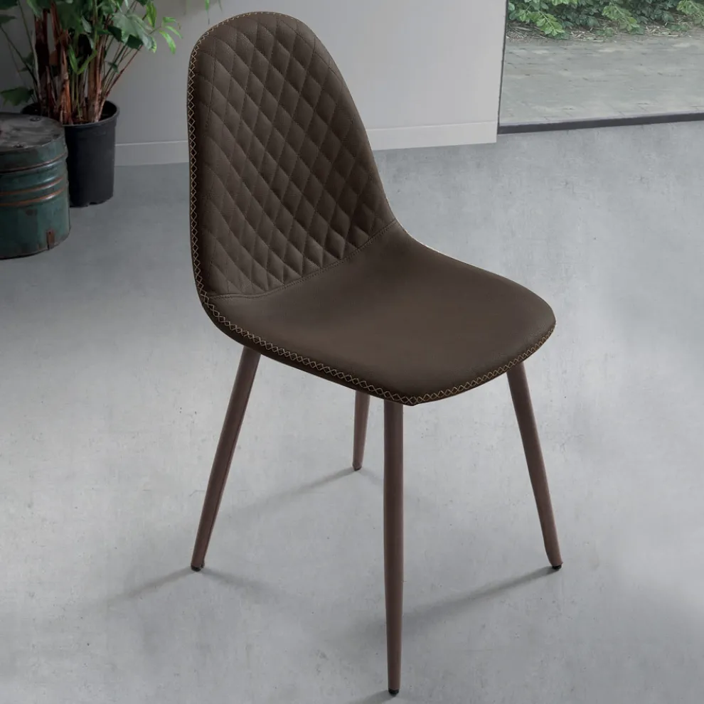 Esszimmerstuhl mit Sitz und Beinen aus Kunstleder 4 Stück - Vincent