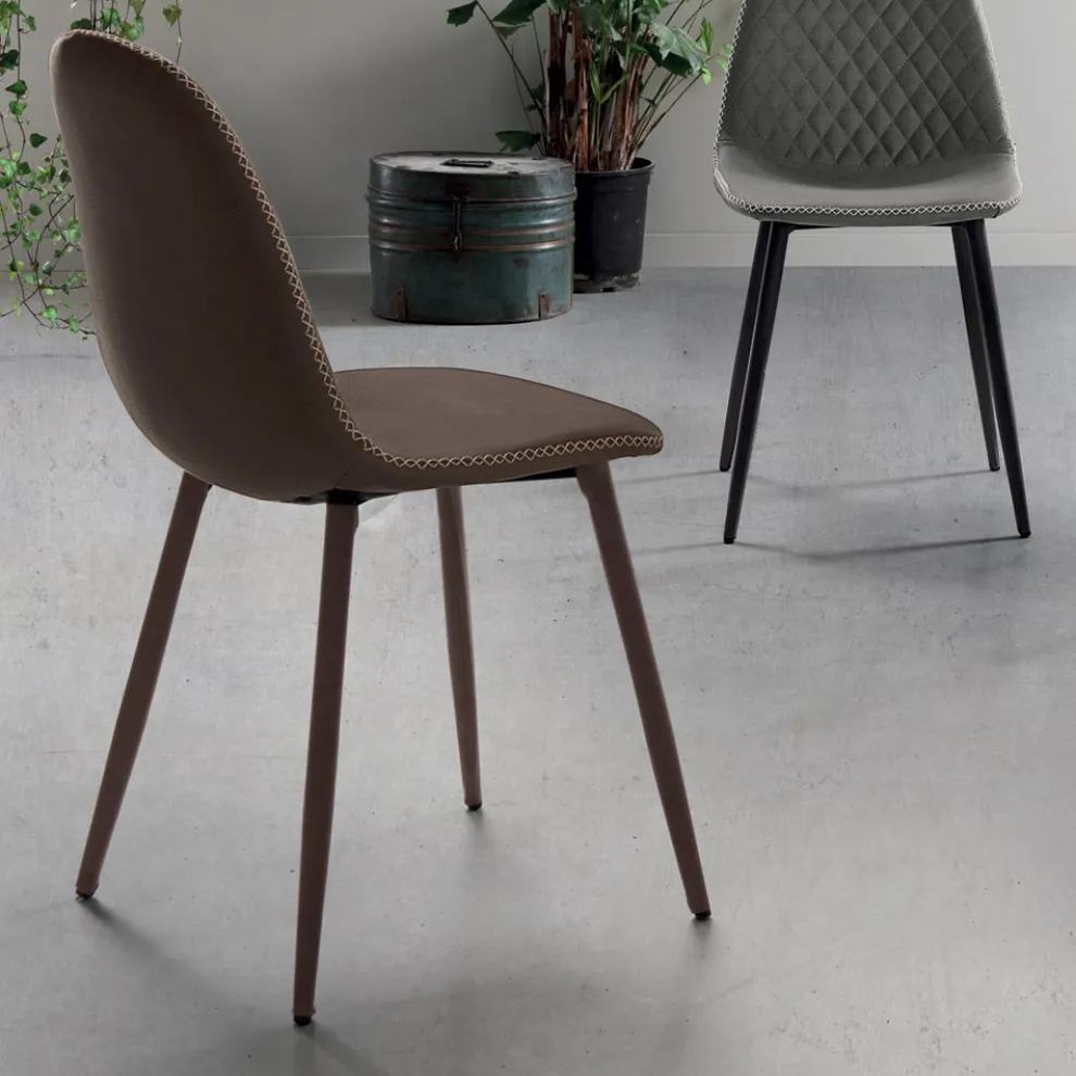 Esszimmerstuhl mit Sitz und Beinen aus Kunstleder 4 Stück - Vincent