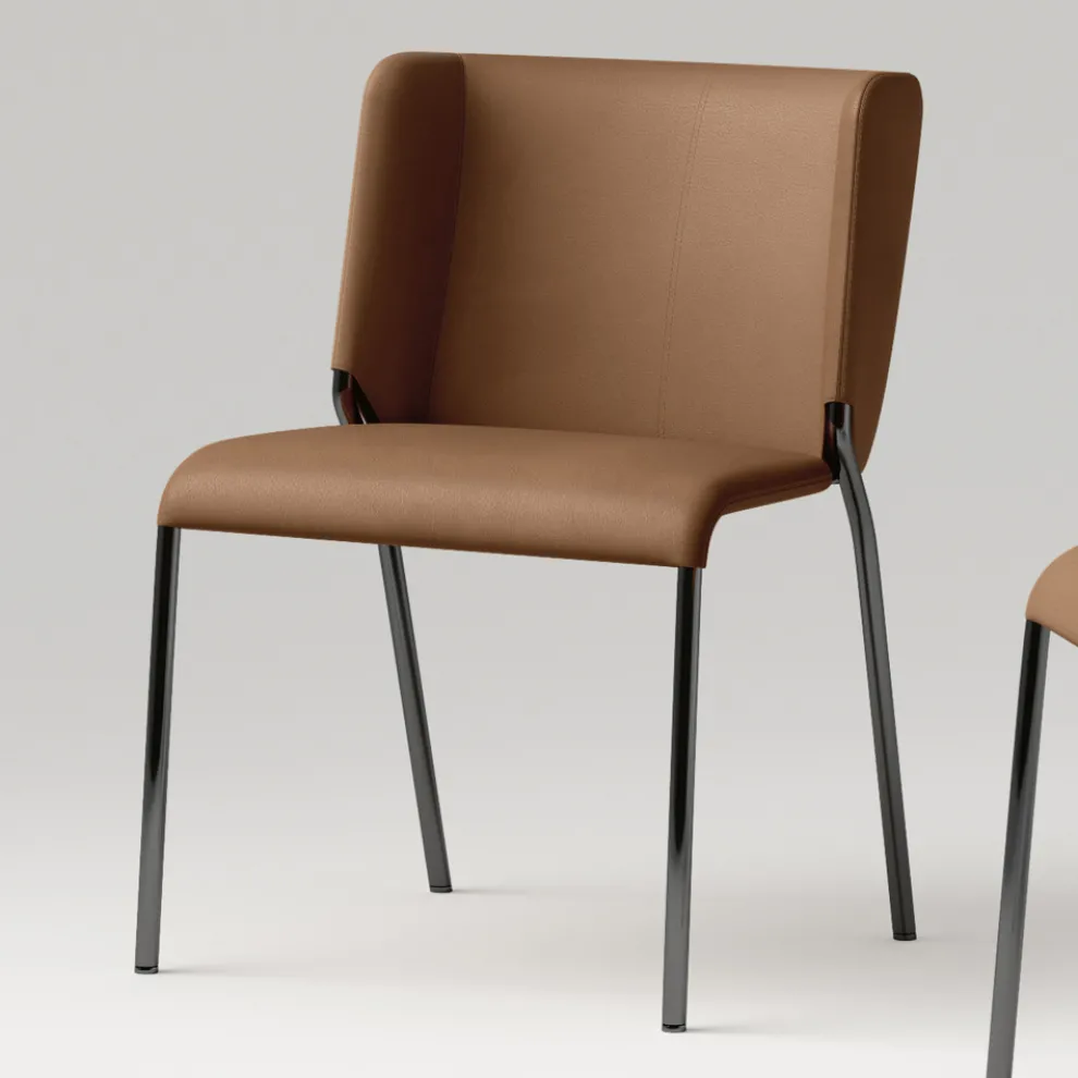 Esszimmerstuhl mit Sitz aus Leder Made in Italy - Giulia