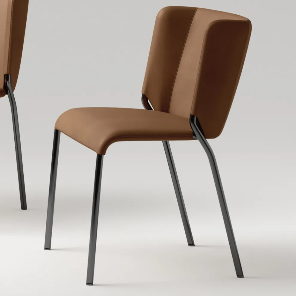 Esszimmerstuhl mit Sitz aus Leder Made in Italy - Giulia