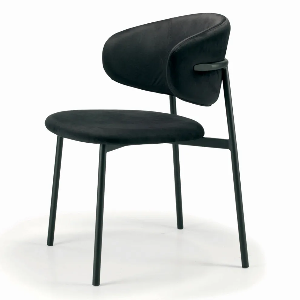 Esszimmerstuhl mit Sitz und Rückenlehne aus Samt, hergestellt in Italien – Livorno