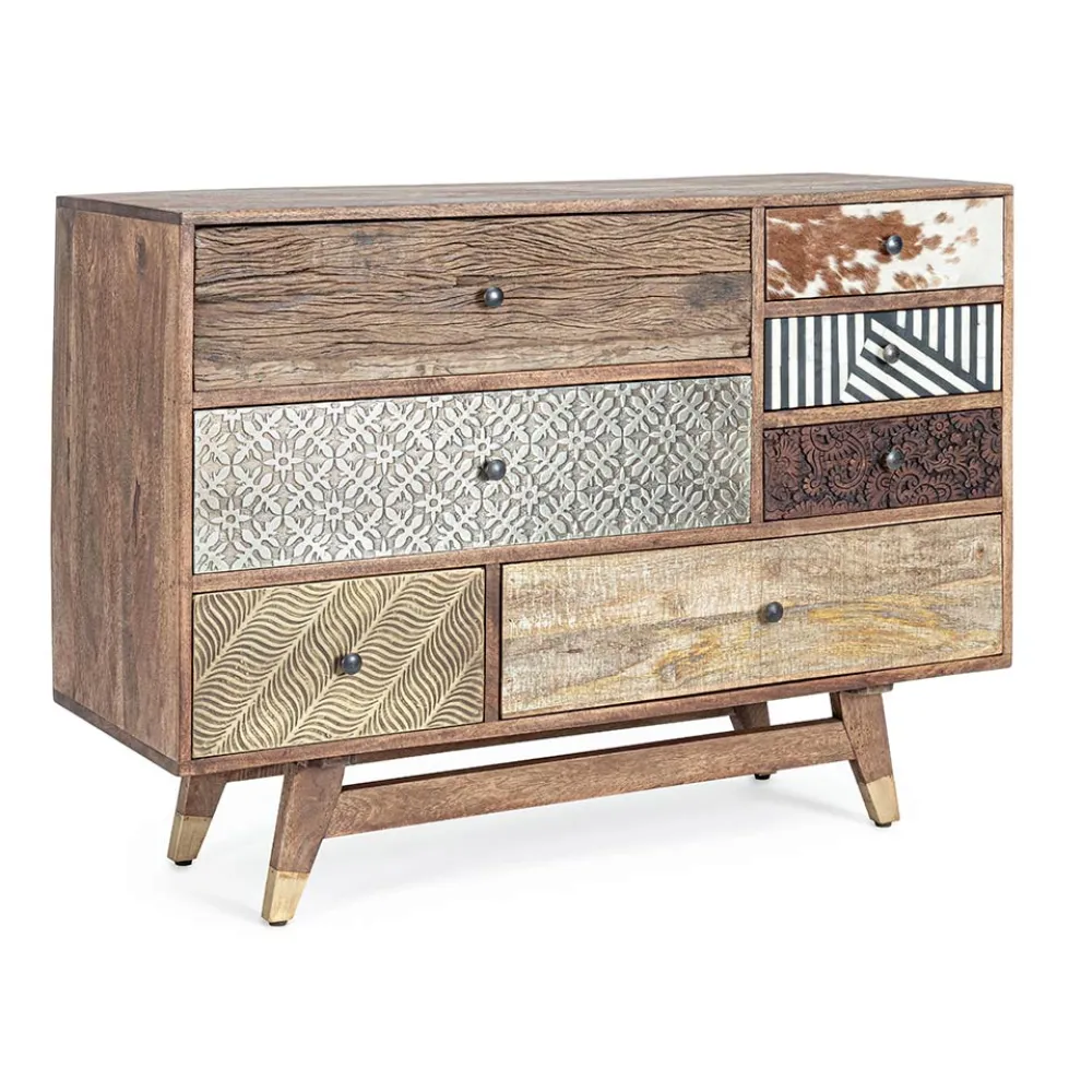 Ethnische Kommode aus recyceltem Mangoholz und Akazie Homemotion - Auriel