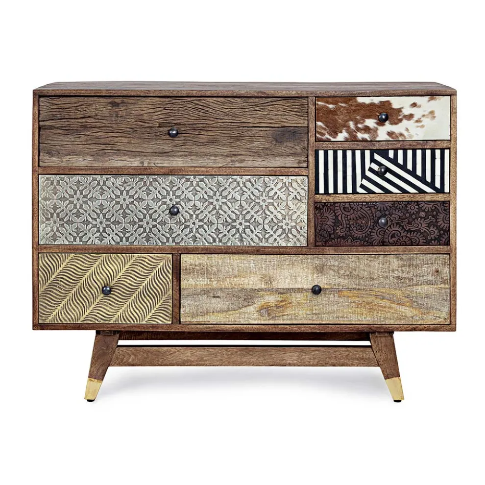 Ethnische Kommode aus recyceltem Mangoholz und Akazie Homemotion - Auriel
