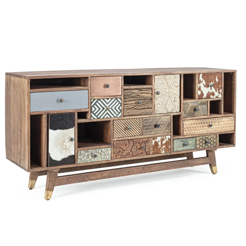 Ethnisches Sideboard aus recyceltem Mangoholz und Akazie Homemotion - Auriel