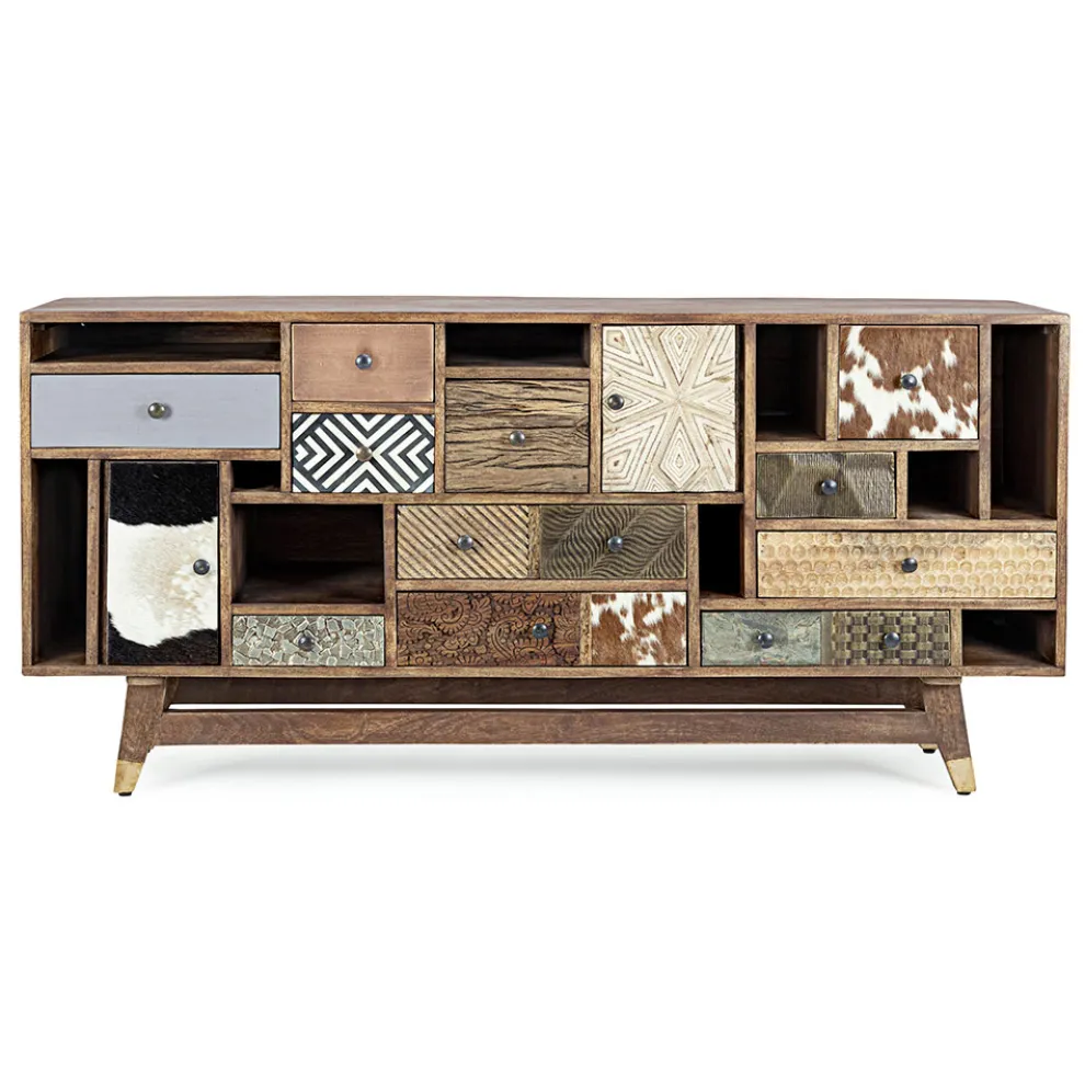 Ethnisches Sideboard aus recyceltem Mangoholz und Akazie Homemotion - Auriel