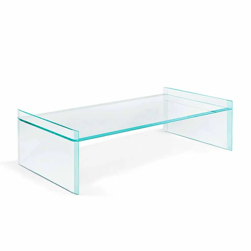 Extra klarer Couchtisch aus Glas mit Abschrägung Made in Italy - Imperativo