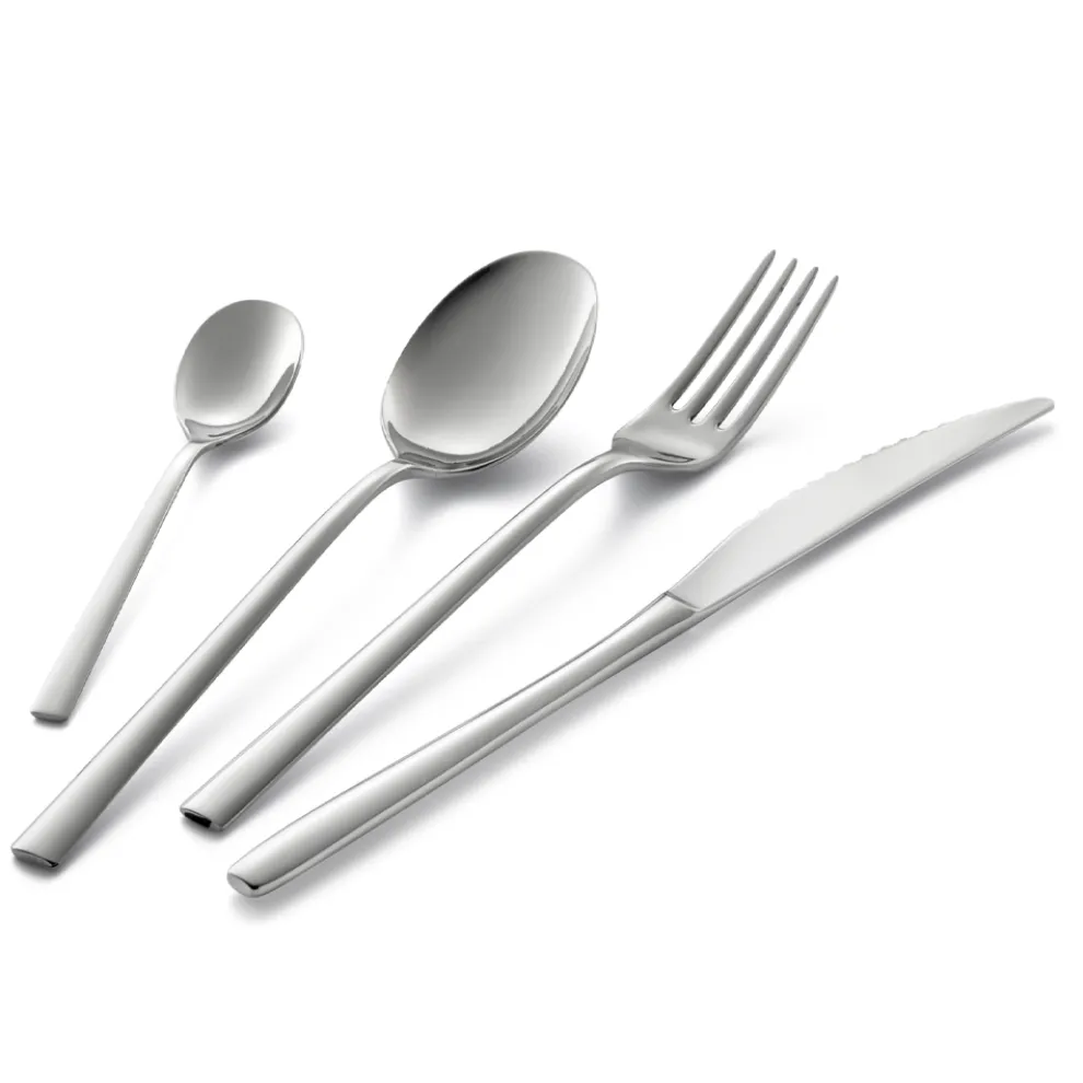 Quadratisches Design Besteckset aus poliertem Edelstahl 24 teilig - Bumbun