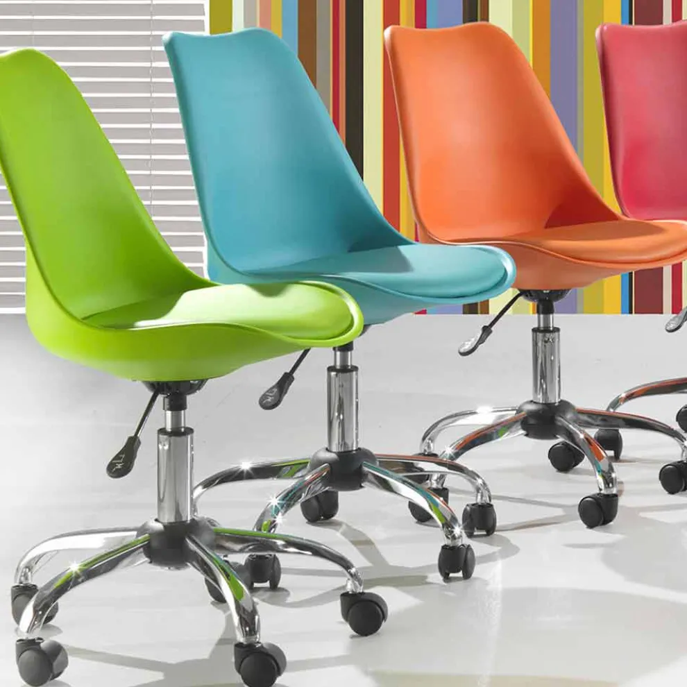 Bürostuhl aus farbigem Polypropylen und Metall - Loredana