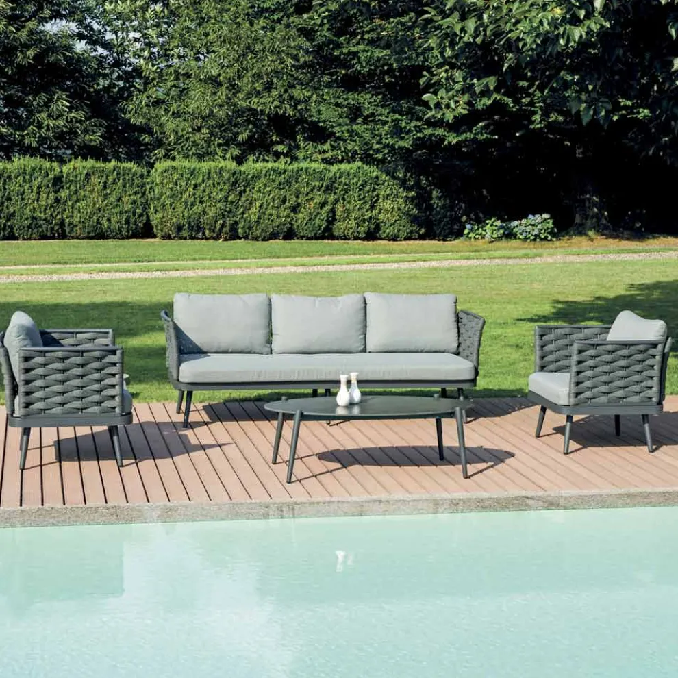 Outdoor-Wohnzimmer mit Aluminium-Couchtisch in verschiedenen Farben - Harmony