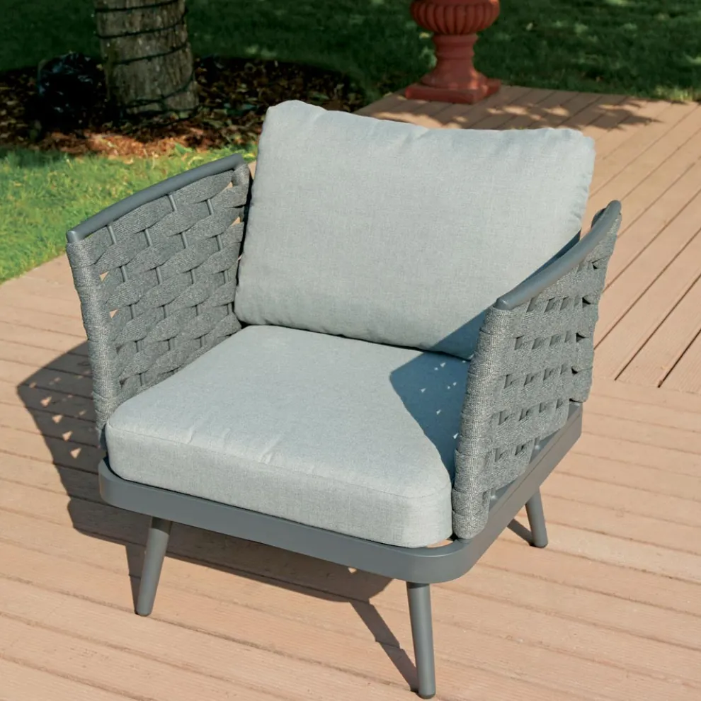 Outdoor-Wohnzimmer mit Aluminium-Couchtisch in verschiedenen Farben - Harmony