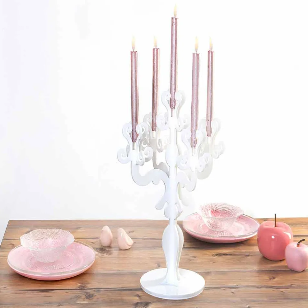 Klassischer mittelgroßer Kerzenhalter mit 5 Armen aus Plexiglas, Aragona