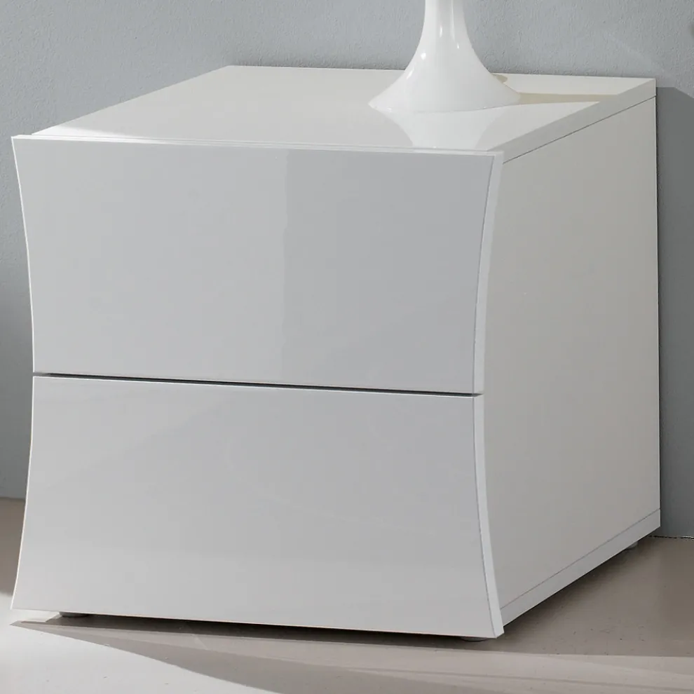Nachttisch Schlafzimmer 2 Schubladen Weißer Holzbogen Design - Sabine