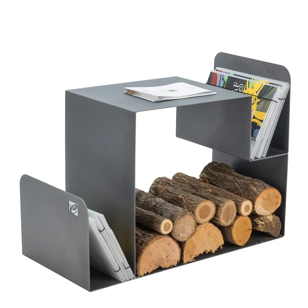 Design-Holzhalter für den Innenbereich aus grauem Stahl Made in Italy - Tramontana