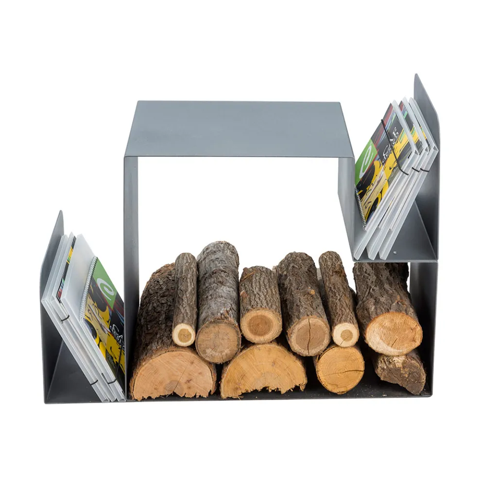 Design-Holzhalter für den Innenbereich aus grauem Stahl Made in Italy - Tramontana