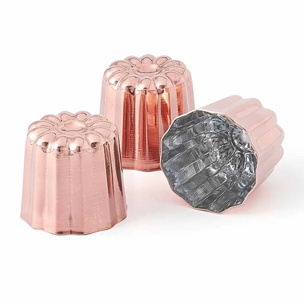 6 Stück handverzinnte Kupfer-Kuchenformen aus Kupfer - Gianvito