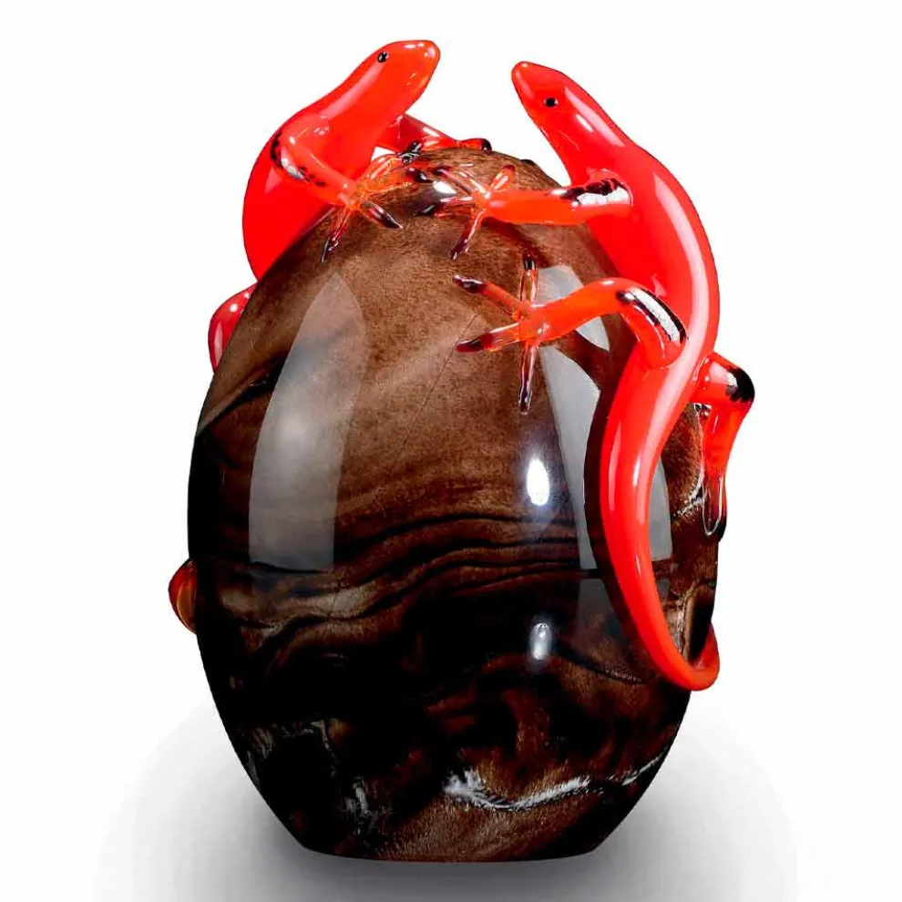 Farbiges Glasornament in Eiform mit Geckos Made in Italy - Huevo