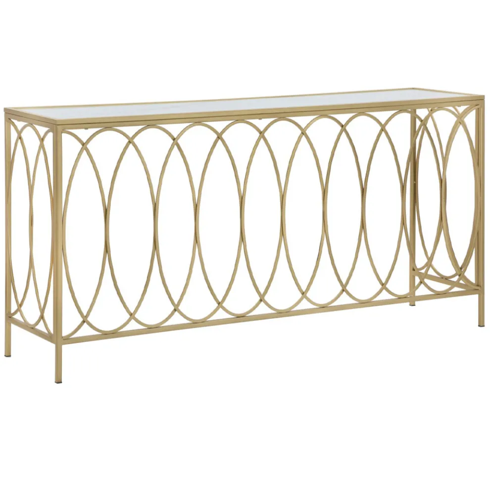 Feste goldene Eisen-Eingangskonsole mit Glasplatte - Primula