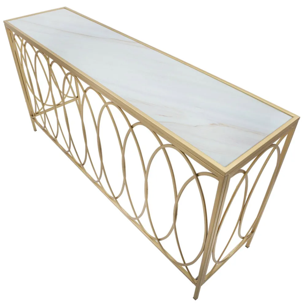 Feste goldene Eisen-Eingangskonsole mit Glasplatte - Primula