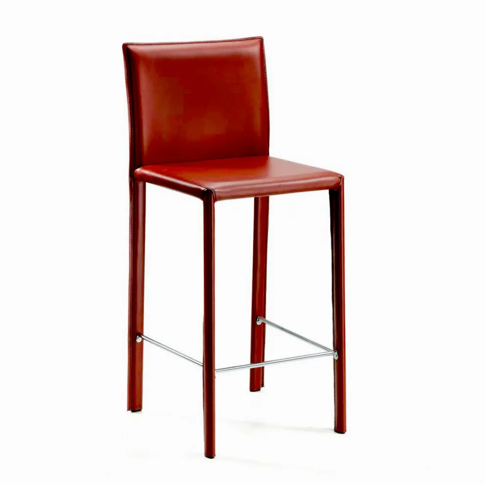 Fester Design-Küchenhocker mit Lederbezug, hergestellt in Italien – Tara