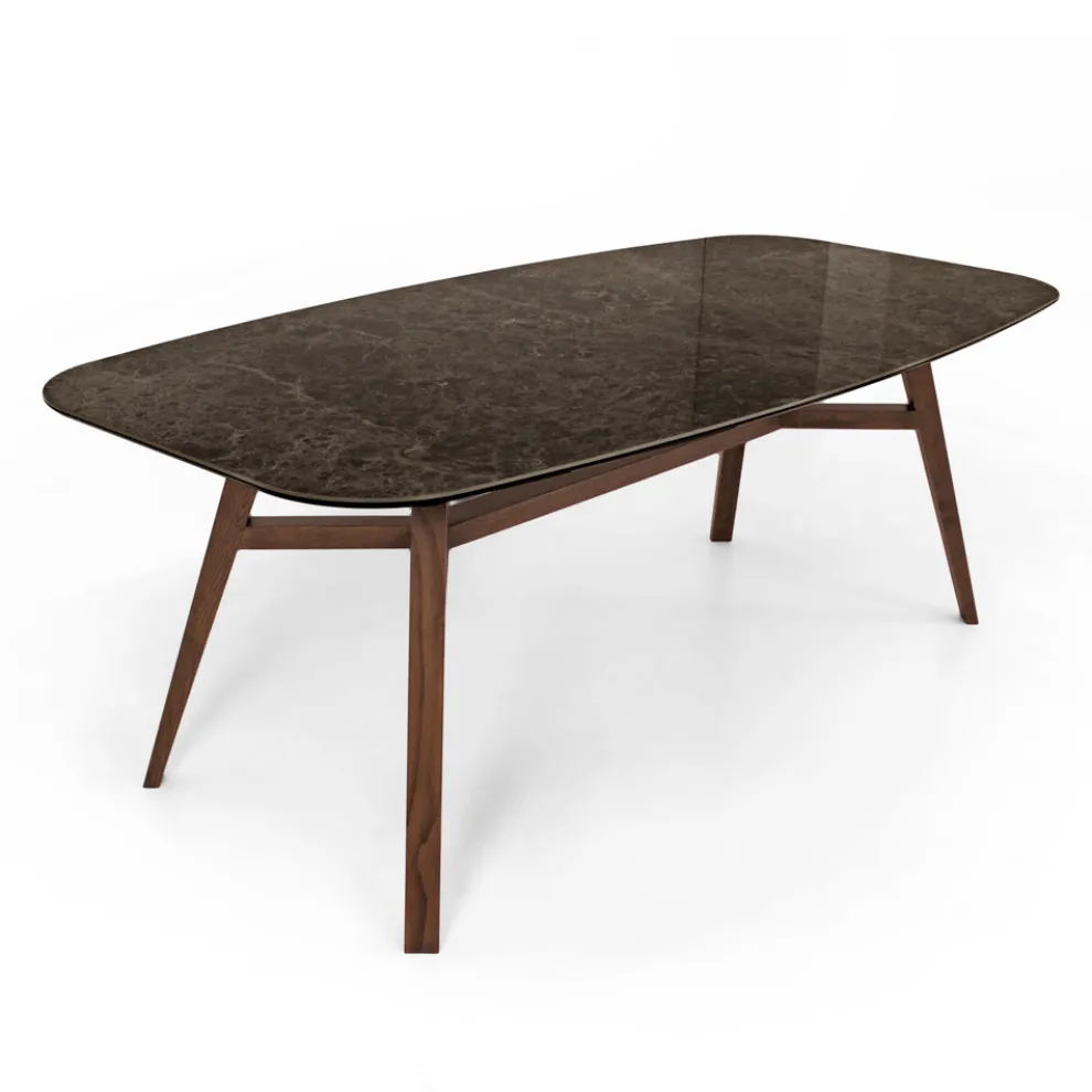 Fester Esstisch aus polierter Emperador-Keramik Made in Italy - North