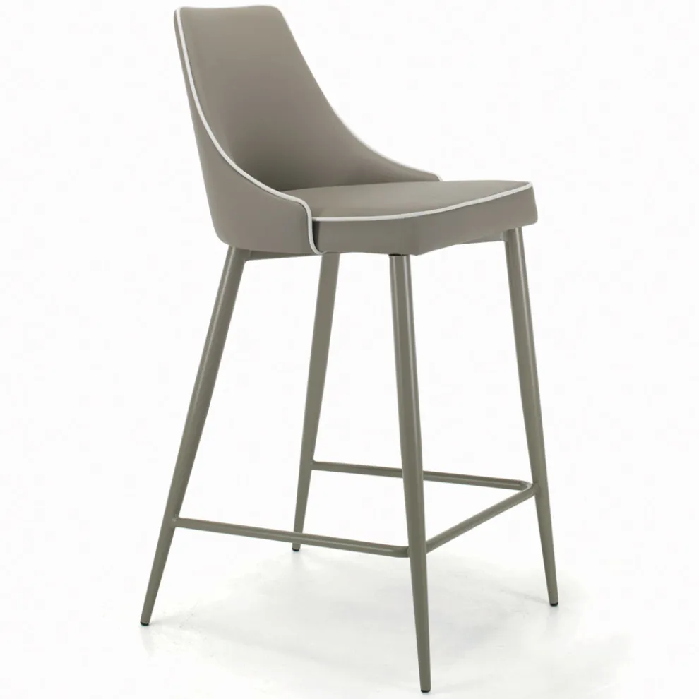 Fester Hocker mit Stahlbeinen und gepolstertem Sitz, hergestellt in Italien – Genua