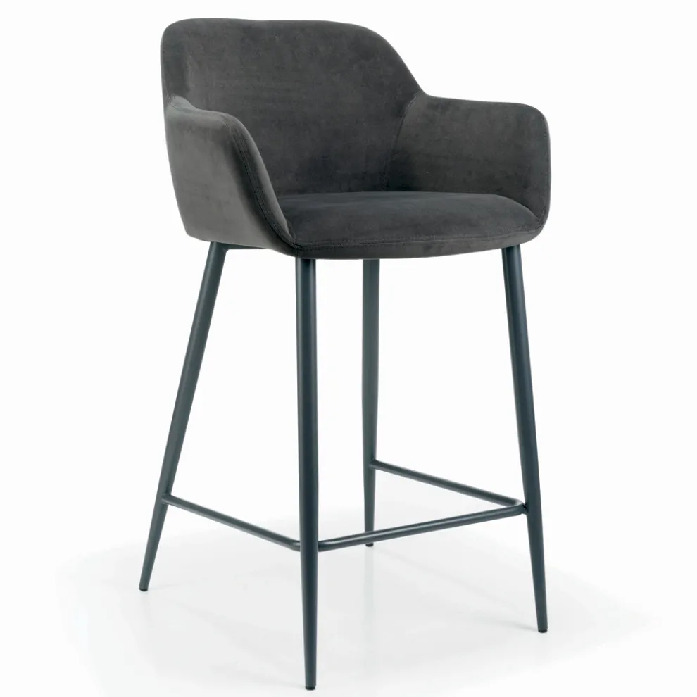 Fester Hocker mit gepolstertem Sitz und Stahlgestell, hergestellt in Italien – Arona