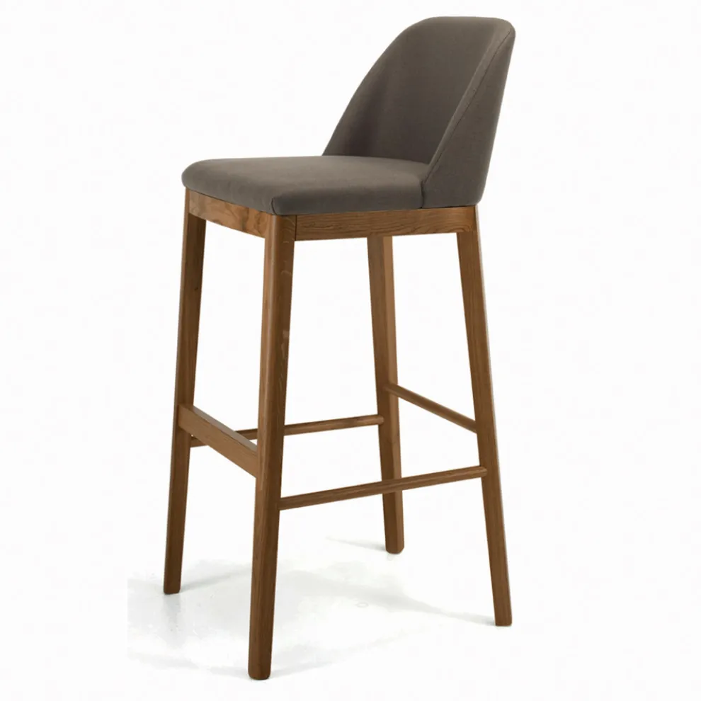 Fester Hocker mit Holzbeinen und gepolstertem Sitz, hergestellt in Italien – Bari