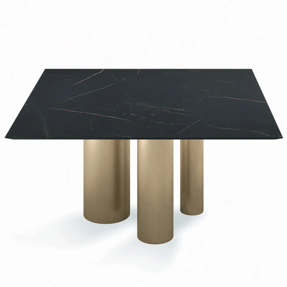 Fester quadratischer Tisch aus Laminat und Stahl, hergestellt in Italien – Schere