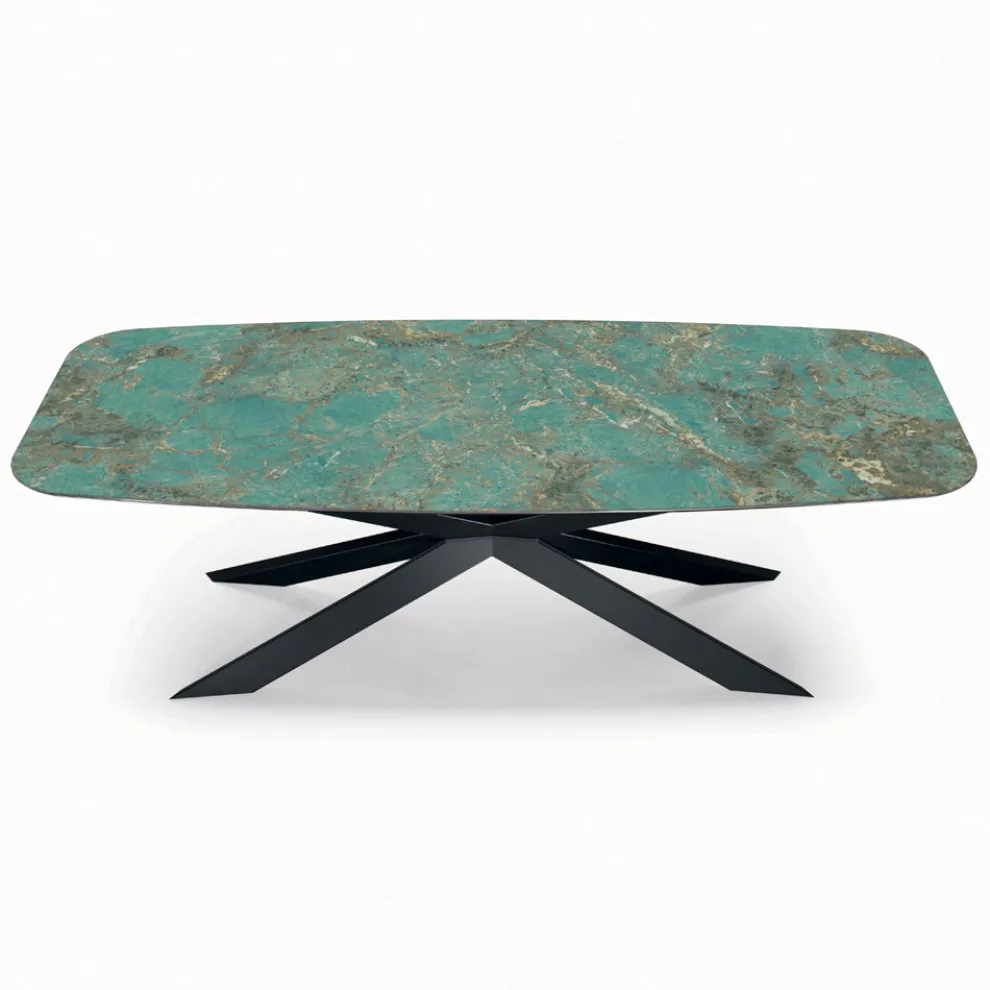 Fester Tisch aus polierter Amazonit-Keramik, hergestellt in Italien – Grotta